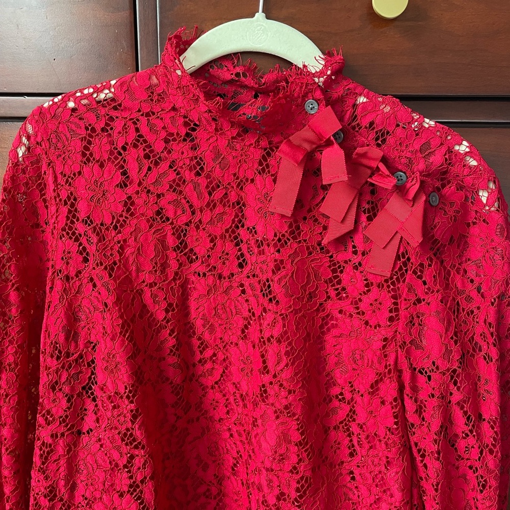 JCrew red lace top